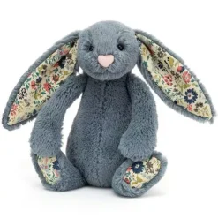 Jellycat Knuffelkonijn Bashful Blossom Dusky Blue - M - 31 Cm