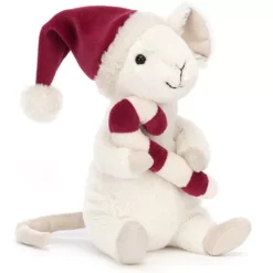 Jellycat Knuffelmuis Merry Mouse - Candy Cane - 18 Cm