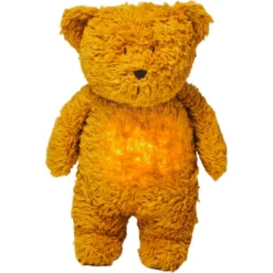 Moonie Knuffelbeer Met Nachtlamp En Geluid - Mustard - 28 Cm