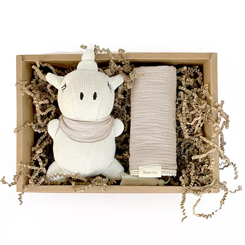 Mrs Ertha Hydrofieldoek En Knuffelrammelaar Eenhoorn - Ivory