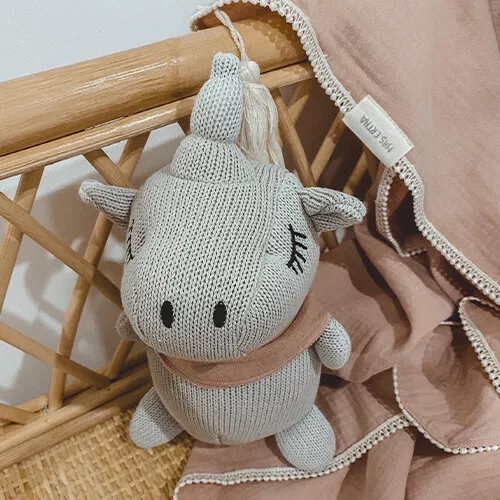 Mrs Ertha Hydrofieldoek En Knuffelrammelaar Eenhoorn - Peach - Afbeelding 3